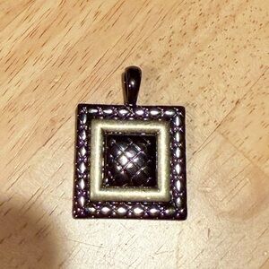 Lia Soohia Black and Good Square Pendant with Intricate Design